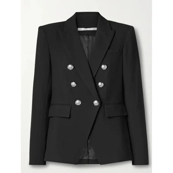 Veronica Beard Miller Blazer Black Double Breasted Silver Button Jacket 4 NEW - Picture 3 of 15